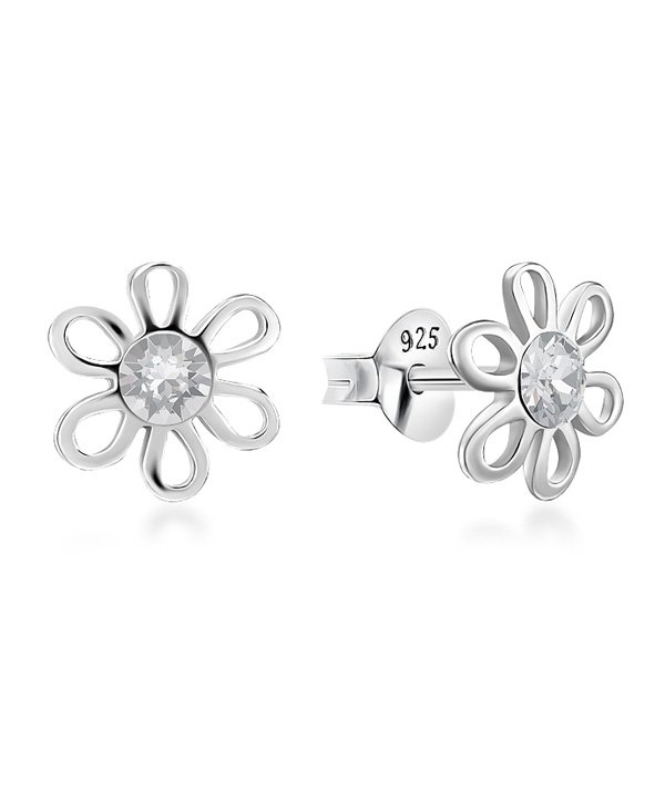 925 Sterling silver stud with crystals.