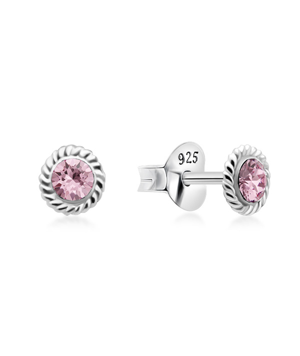 Sterling Silver Stud Earrings with Sparkling Crystal