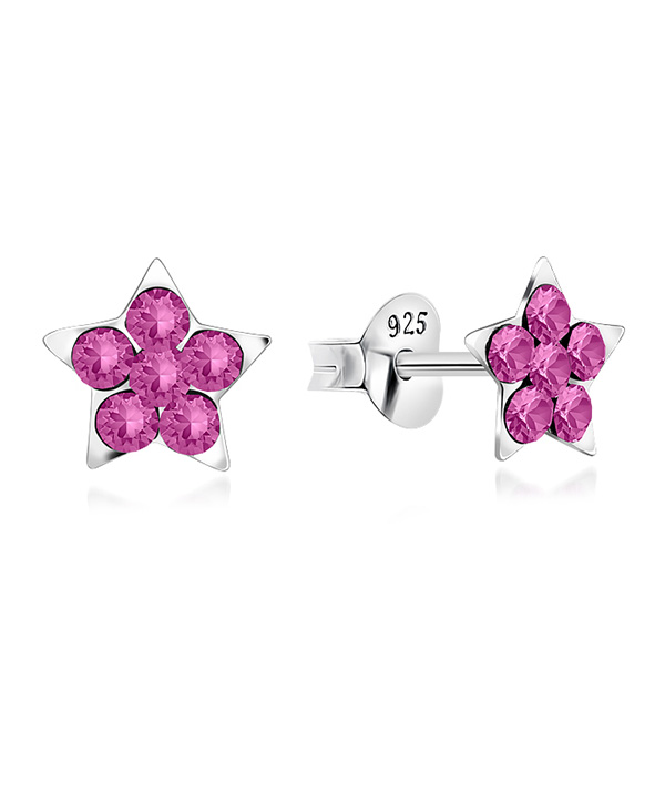 925 Sterling silver stud with crystals.