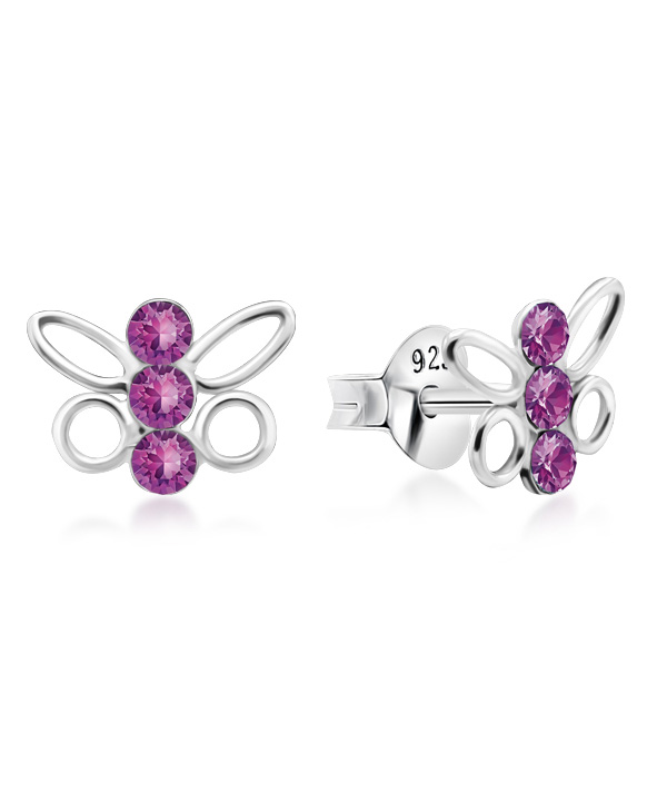 925 Sterling silver stud with crystals.
