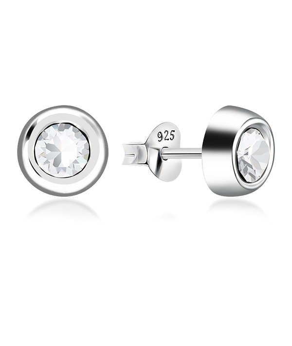 925 Sterling silver stud with crystals.