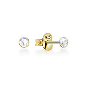 Gold plated sterling silver stud with crystal.
