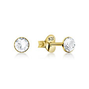 Gold plated sterling silver stud with crystal.
