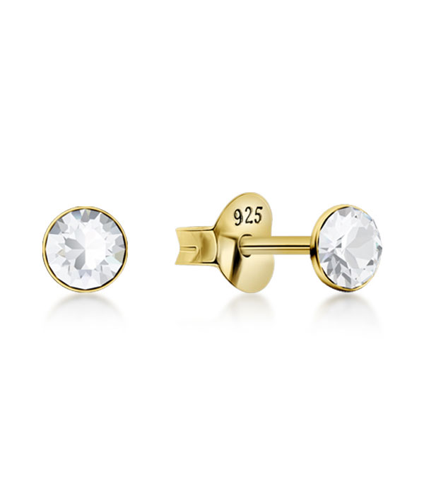 Gold plated sterling silver stud with crystal.