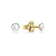 Gold plated sterling silver stud with crystal.