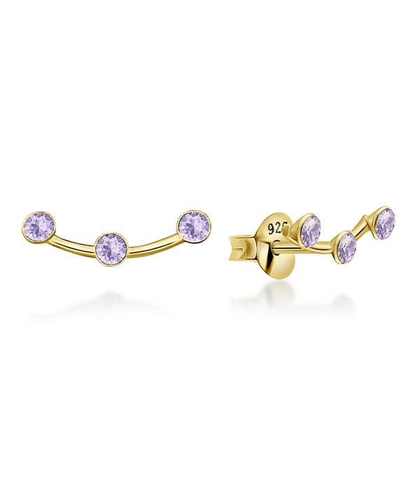 Gold plated sterling silver stud with crystal.