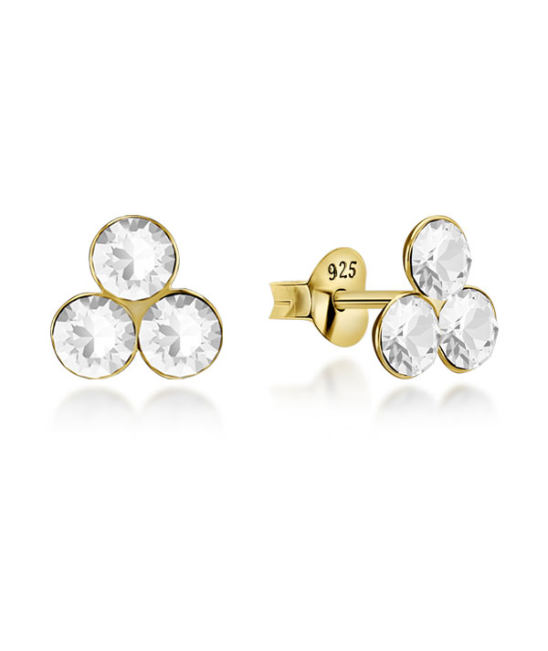 Gold plated sterling silver stud with crystal.