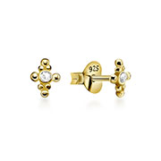 Gold plated sterling silver stud with crystal.