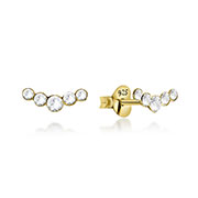 Gold plated sterling silver stud with crystal.