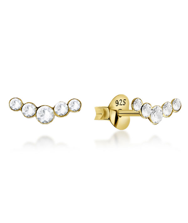 Gold plated sterling silver stud with crystal.
