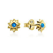 Gold plated sterling silver stud with crystal.