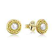 Gold plated sterling silver stud with crystal.