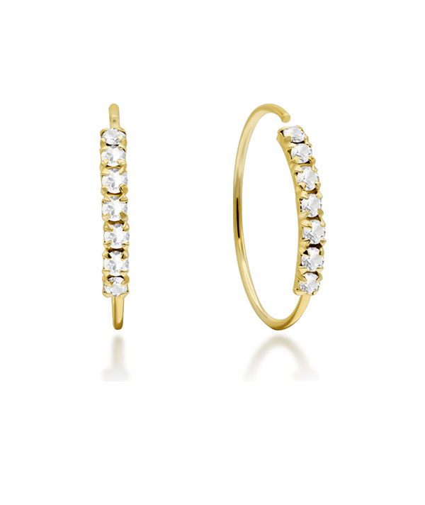 Gold plated sterling silver stud with crystal.