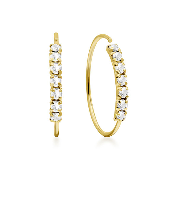 Gold plated sterling silver stud with crystal.