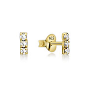 Gold plated sterling silver stud with crystal.