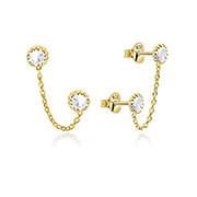 Gold plated sterling silver stud with crystal.