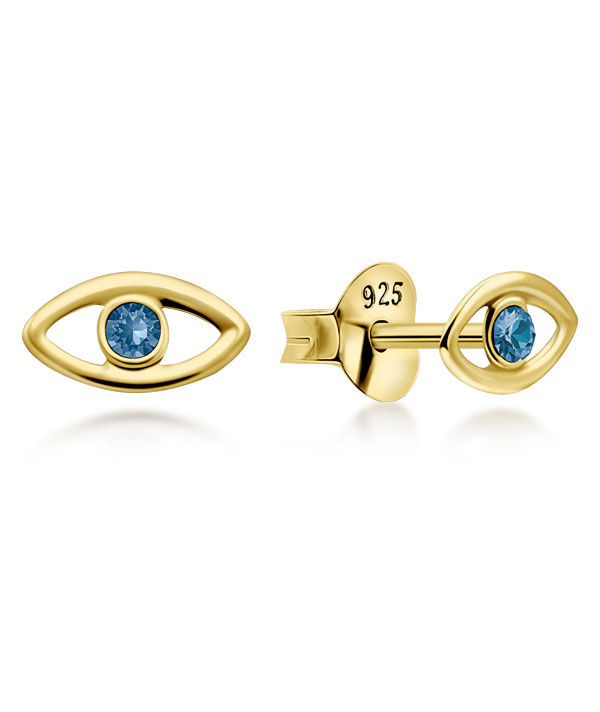 Gold plated sterling silver stud with crystal.
