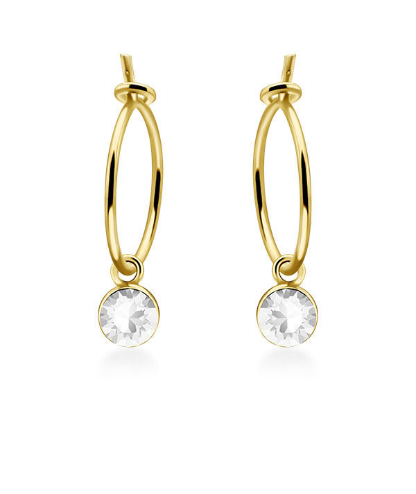 Gold plated sterling silver stud with crystal.