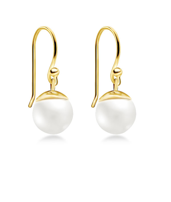 Gold plated sterling silver stud with glass pearl.
