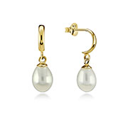 Gold plated sterling silver stud with fresh water pearl.