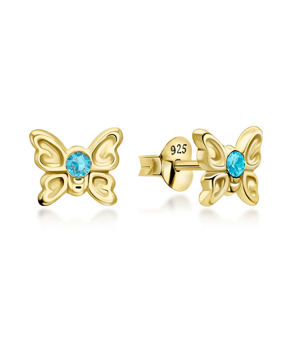Gold plated sterling silver stud with crystal.