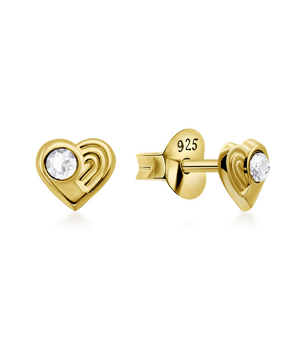 Gold plated sterling silver stud with crystal.