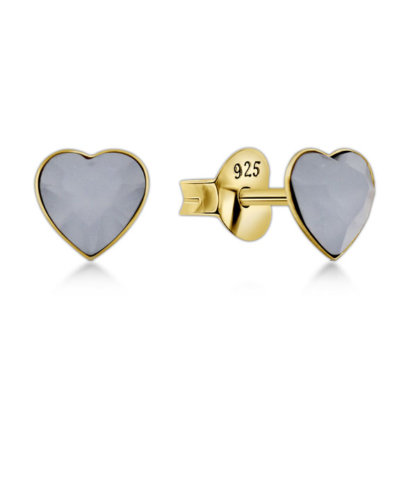 Gold plated sterling silver stud with crystal.