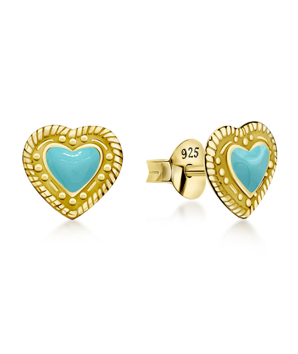 Gold plated sterling silver stud with enamel.