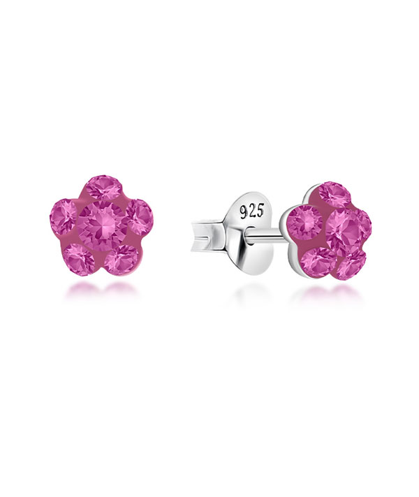 925 Sterling silver stud with multi crystals.