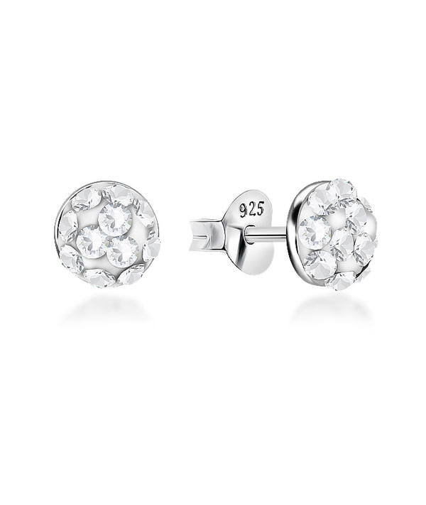 925 Sterling silver stud with multi crystals.