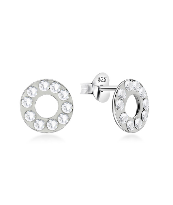 925 sterling silver multi crystals stud.