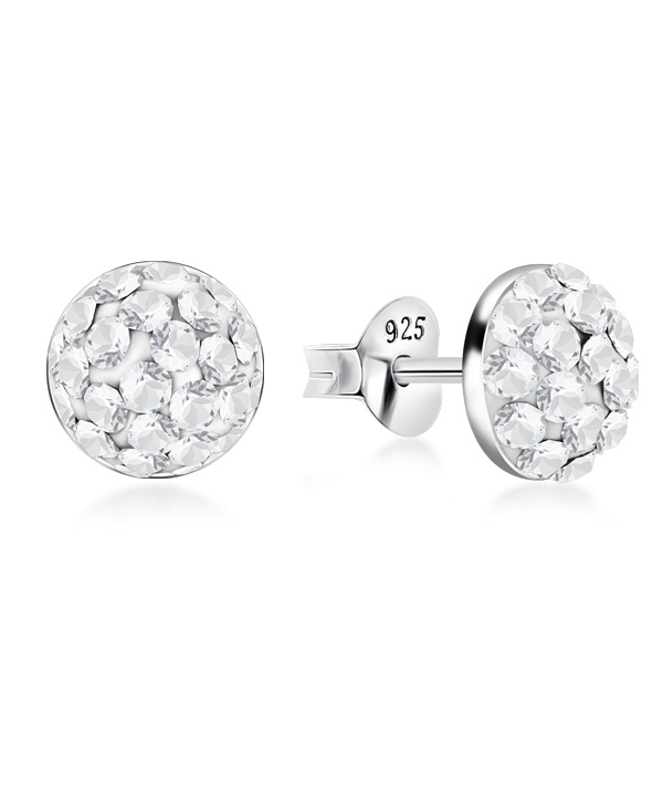 925 sterling silver multi crystals stud.