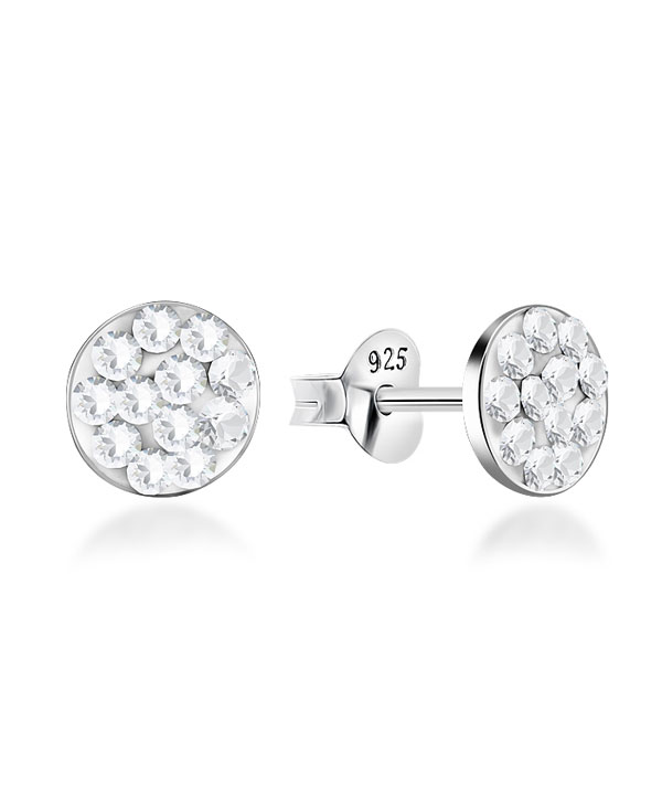 925 Sterling silver stud with multi crystals.