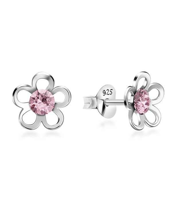 925 Sterling silver stud with crystals.