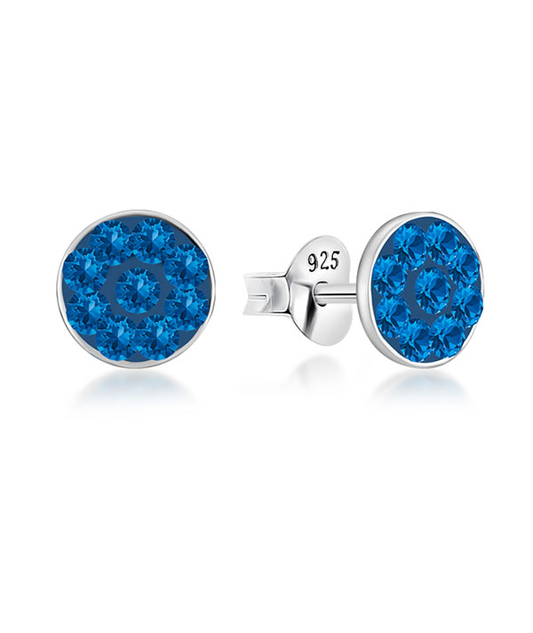 925 Sterling silver stud with multi crystals.