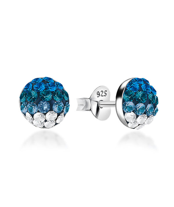 925 Sterling silver stud with multi crystals.
