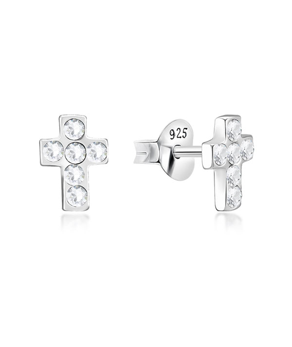 925 Sterling silver stud with crystals.