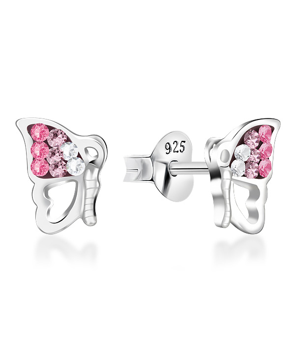 925 sterling silver multi crystals stud.