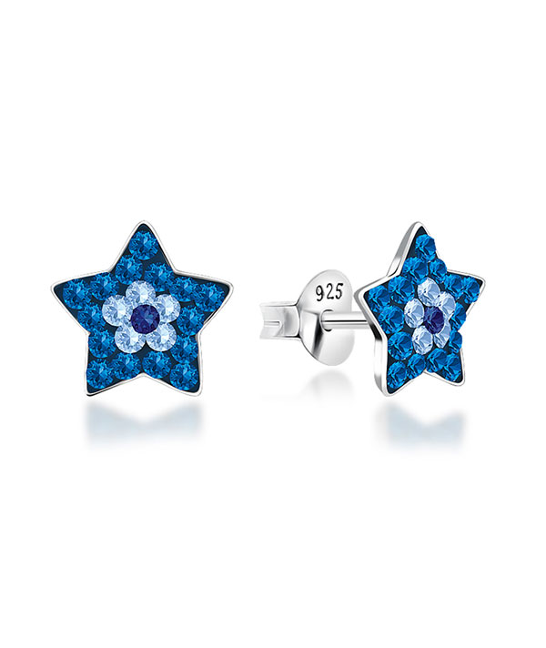 925 Sterling silver stud with multi crystals.
