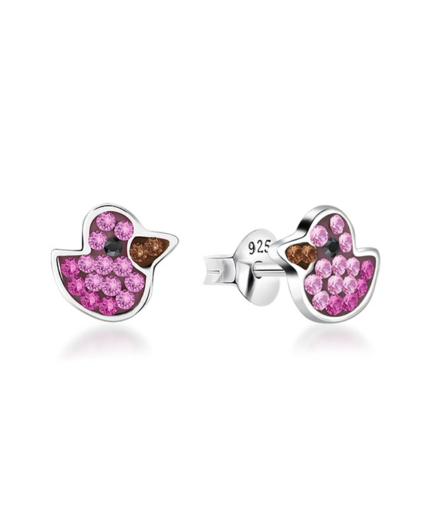 925 Sterling silver stud with multi crystals.