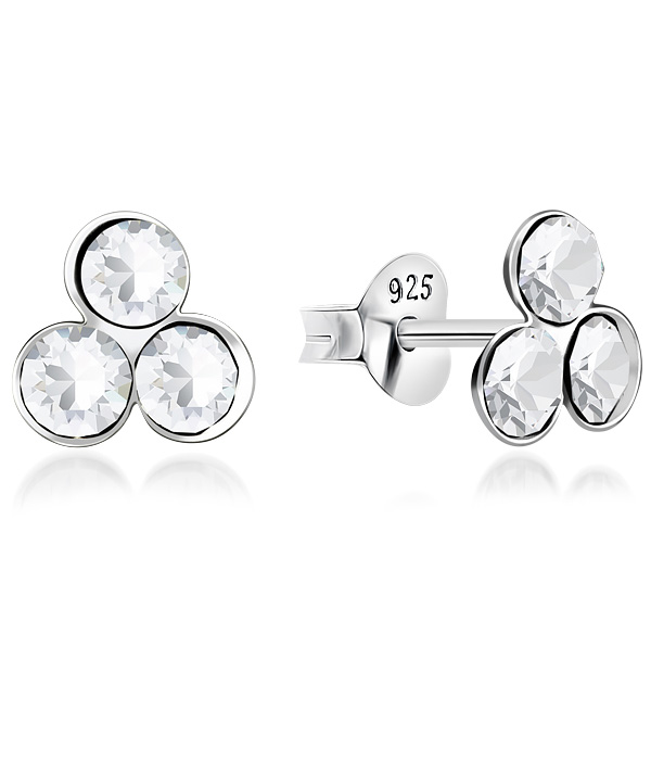 925 Sterling silver stud with crystals.