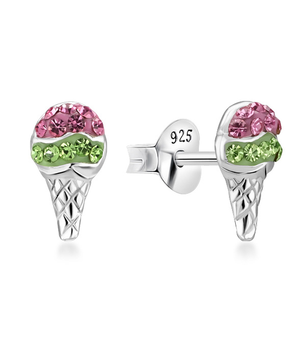 925 sterling silver multi crystals stud.