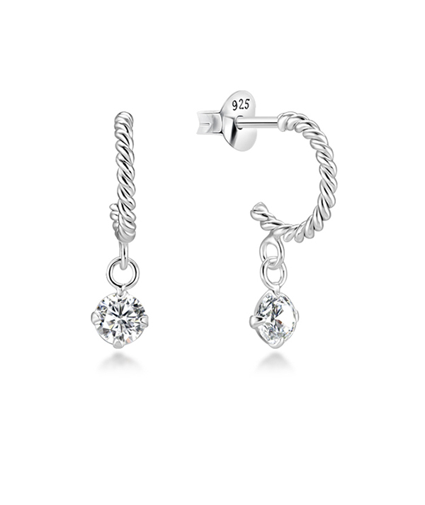 925 Sterling silver stud with cubic zircon.