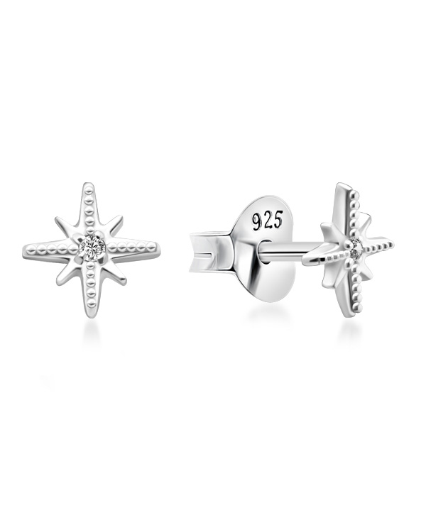 925 Sterling silver stud with cubic zircon.