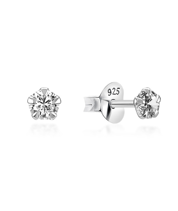 925 Sterling silver stud with cubic zircon.