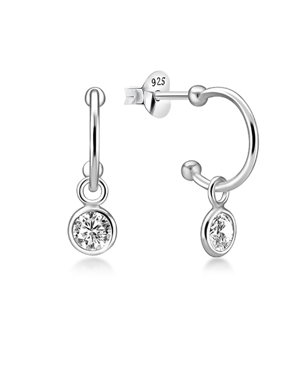 925 Sterling silver stud with cubic zircon.