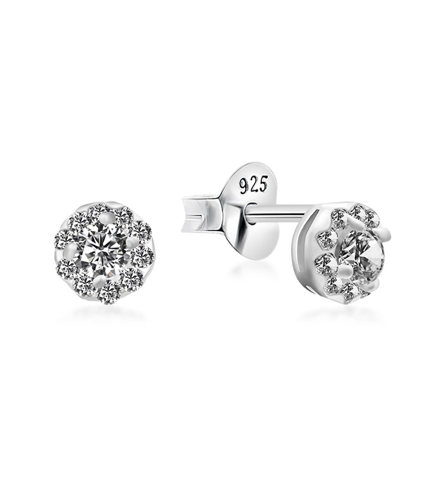 925 Sterling silver stud with cubic zircon.