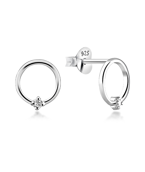 925 Sterling silver stud with cubic zircon.