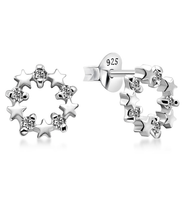 925 Sterling silver stud with cubic zircon.