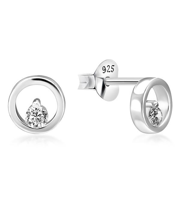 925 Sterling silver stud with cubic zircon.